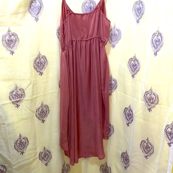 SILK COTTON ON HIGH LOW CINNAMON SLIP DRESS SZ M SCOOP NECK ADJUSTABLE STRAPS - Picture 8 of 11